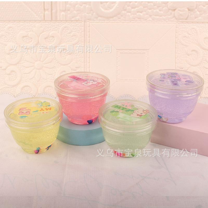 crystal bowl colorful foaming glue foaming mud crystal mud slim mud vent decompression colored clay source factory mud non-stick