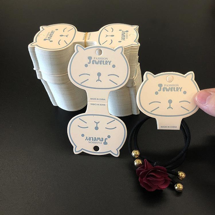6*11厘米纸卡 甜美可爱猫咪对折发绳卡纸发饰包装卡片吊牌饰品包装卡片耳饰包装盒包装盒饰品详情图5