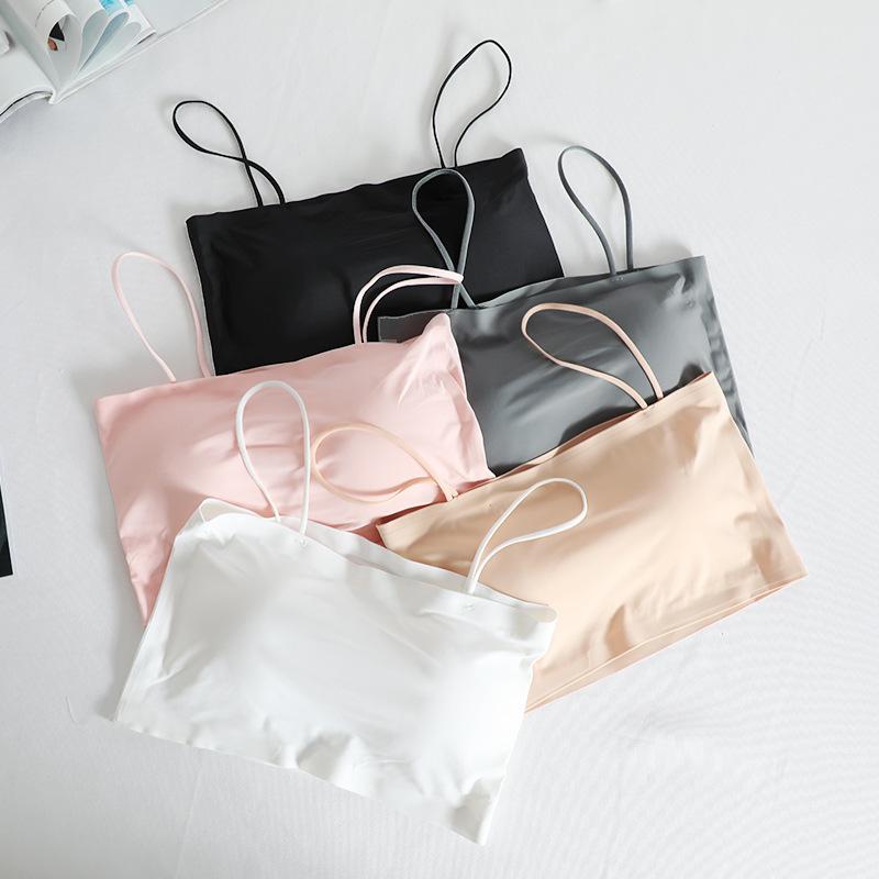 ice silk thin tube top one-word bimei back underwear tube top student high school girl camisole women's underwear