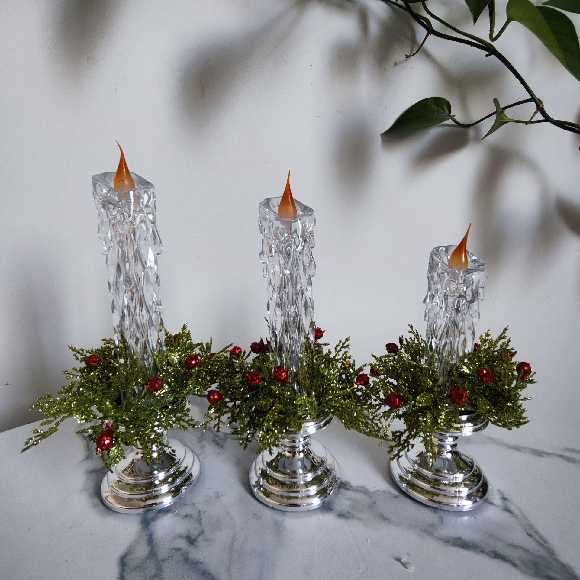 transparent candle decorations christmas gift candle holder scene decoration simulation candle led candle scene props