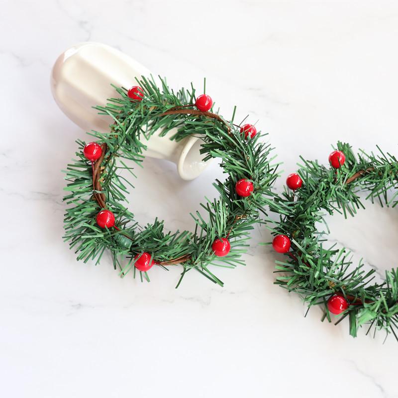 simulation candle holder red berry garland diy photo decoration christmas garland home decoration red berry pine needle