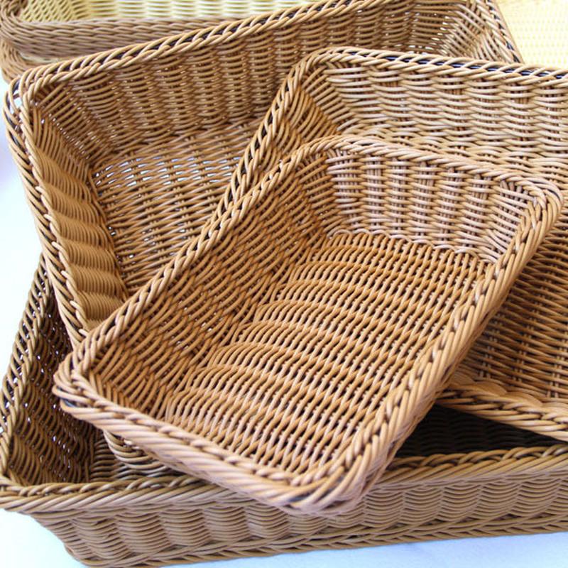 a1744 imitation rattan rectangular bread basket rattan basket rattan basket storage basket plastic storage basket sub-storage basket