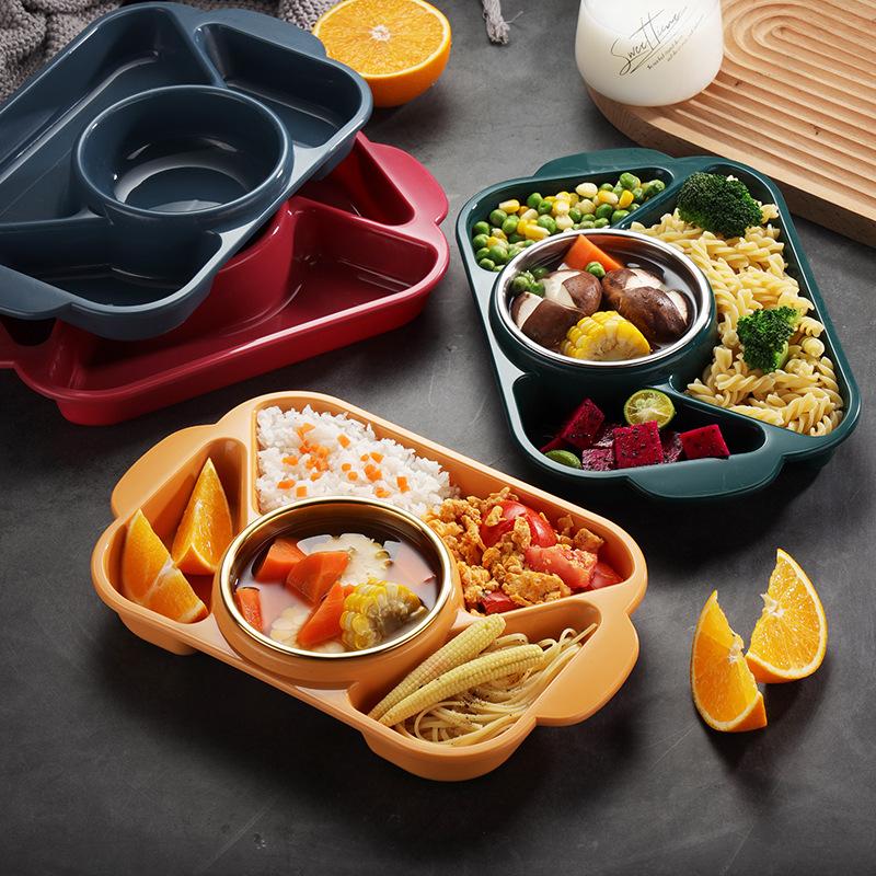 Creative Simple Home Compartment Tray for One Person Compartment Dinner Plate Set Children's Breakfast Plate Adult Fast 
