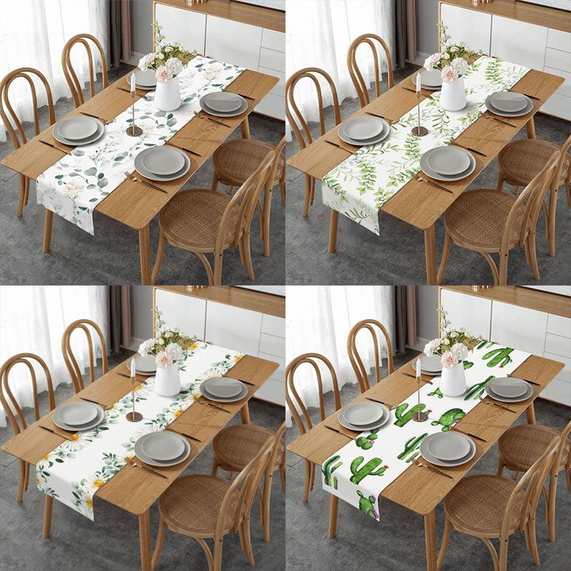 customized cross-border plant table runner waterproof linen printed living room table coffee table holiday decoration nordic tablecloth