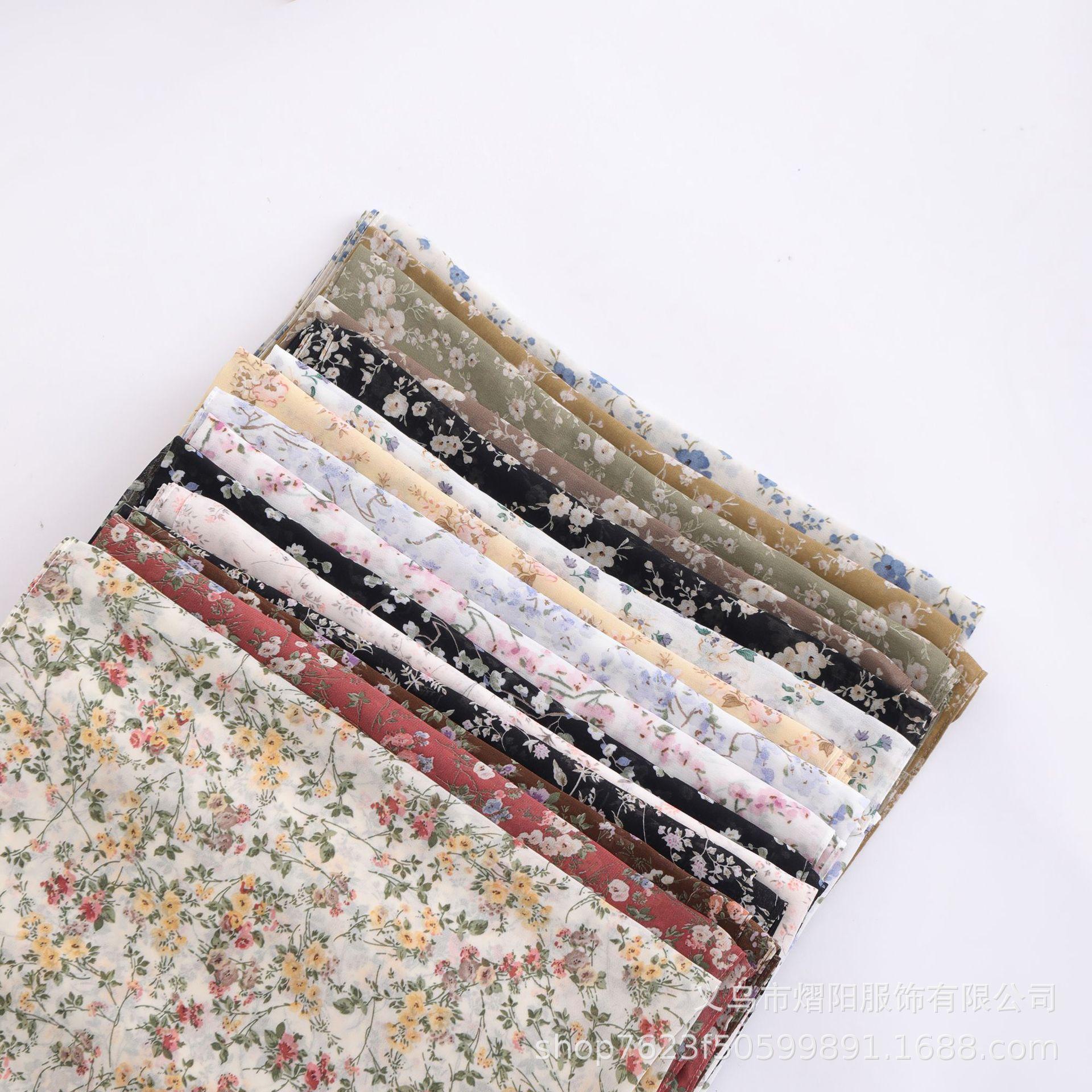 Floral Chiffon Hijab Cross-Border New Arrival Pearl Chiffon Printed Scarf Silk Scarf Middle East Scarf