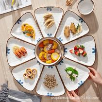 Japanese Style Ink Blue Hot Pot Platter Combination Ceramic Tableware Reunion New Year's Eve Dinner Dinner Plate New Year Gift Tableware Set