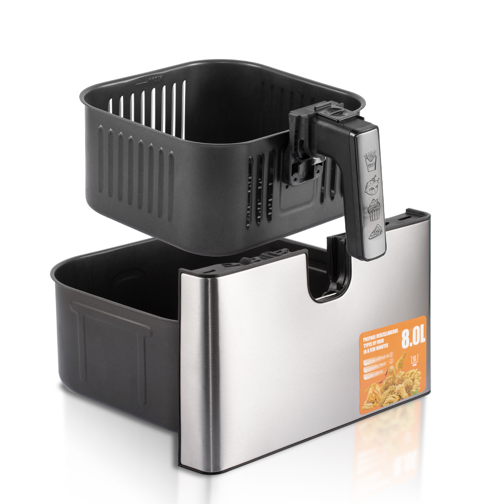 RAF European standard air fryer, multi-functional intelligent touch screen oil-free smokeless electric fryer, 8L large capacity, top and bottom heating Item Picture