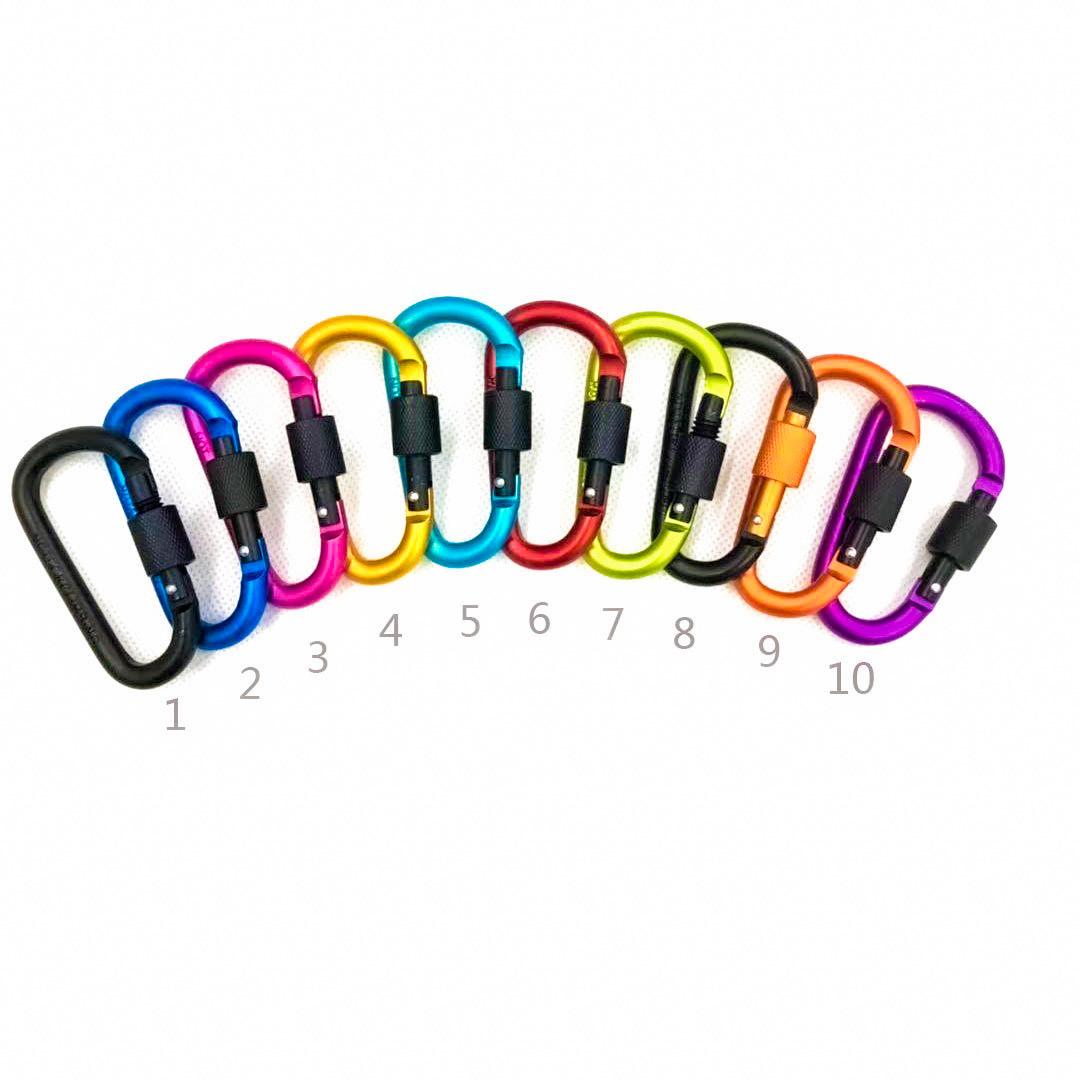 d-type carabiner high quality bold 8cm with lock hanger nut buckle hanging buckle aluminum alloy backpack buckle