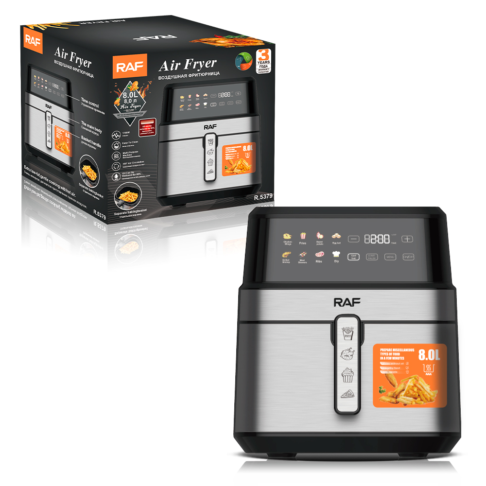 RAF Air fryer, a multi-functional smart touch screen oil-free and smokeless electric fryer with a large capacity of 5L details Picture