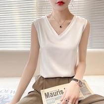 silk camisole women's inner base with suit mulberry silk satin 24 summer v-neck white outer wear small camisole