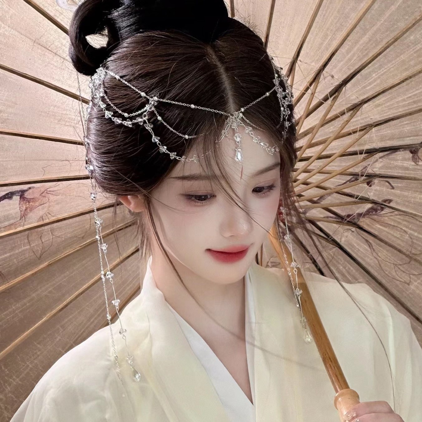 新品气质头饰时尚古风汉服配饰超仙链条流苏发链水晶手工新娘头链女