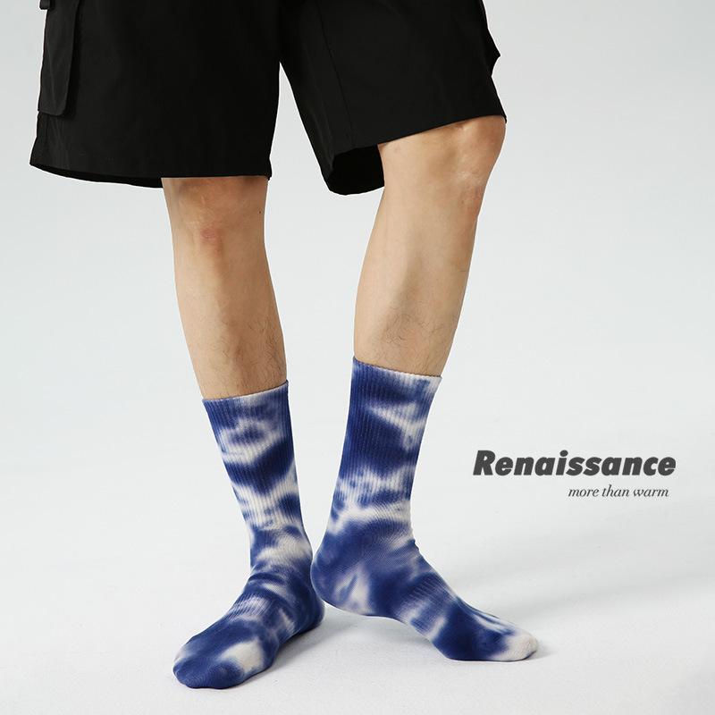 original design tube socks letter printing tie-dye trend sports men socks breathable sweat absorbing socks men