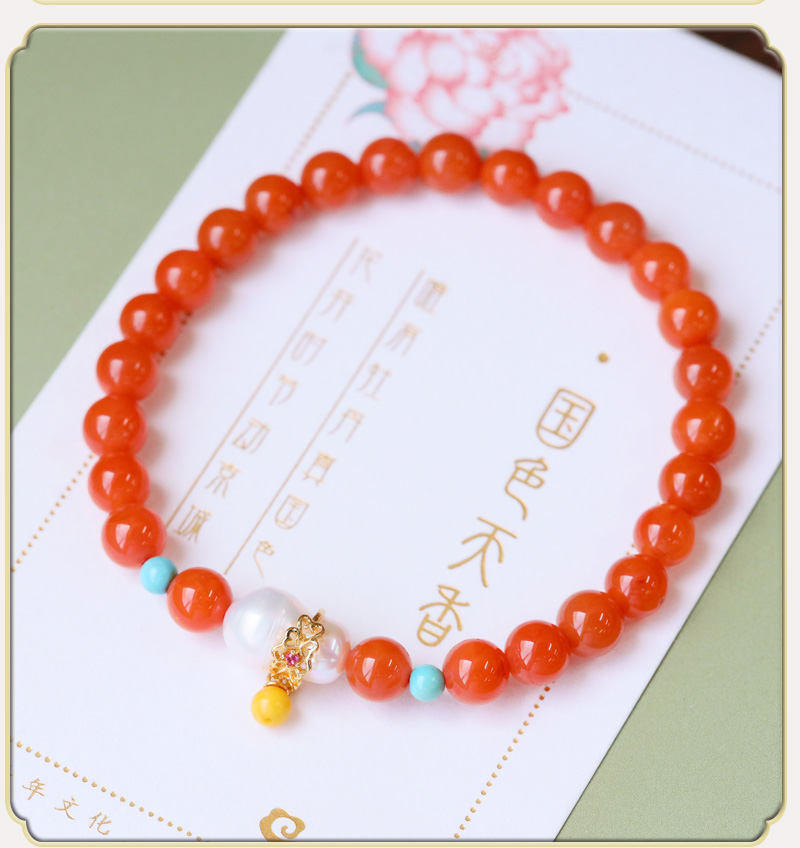 新中式天然南红玛瑙手链女复古民族风设计南红玛瑙手串详情4