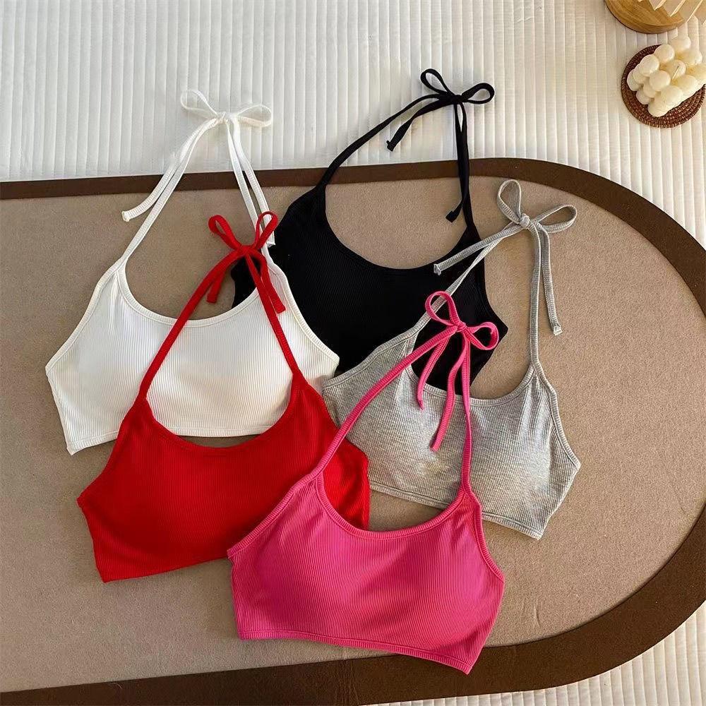 women's backless halter camisole with chest pad summer backless 2024 new beach sexy temperament top
