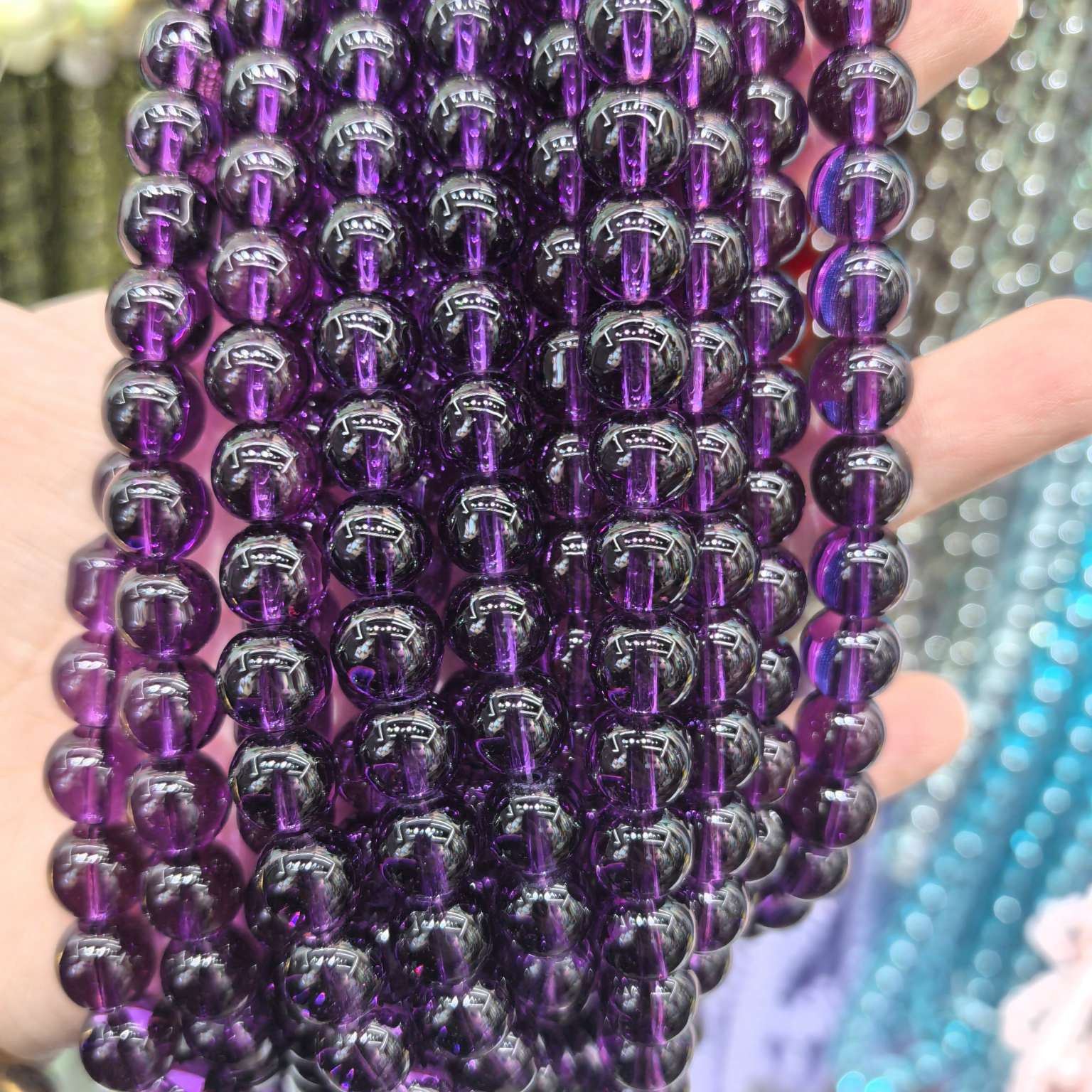 Factory direct supply of 10mm transparent glass round beads, ice-transparent glass loose beads, DIY handcrafted bracelet and necklace material glass beads detail image 4