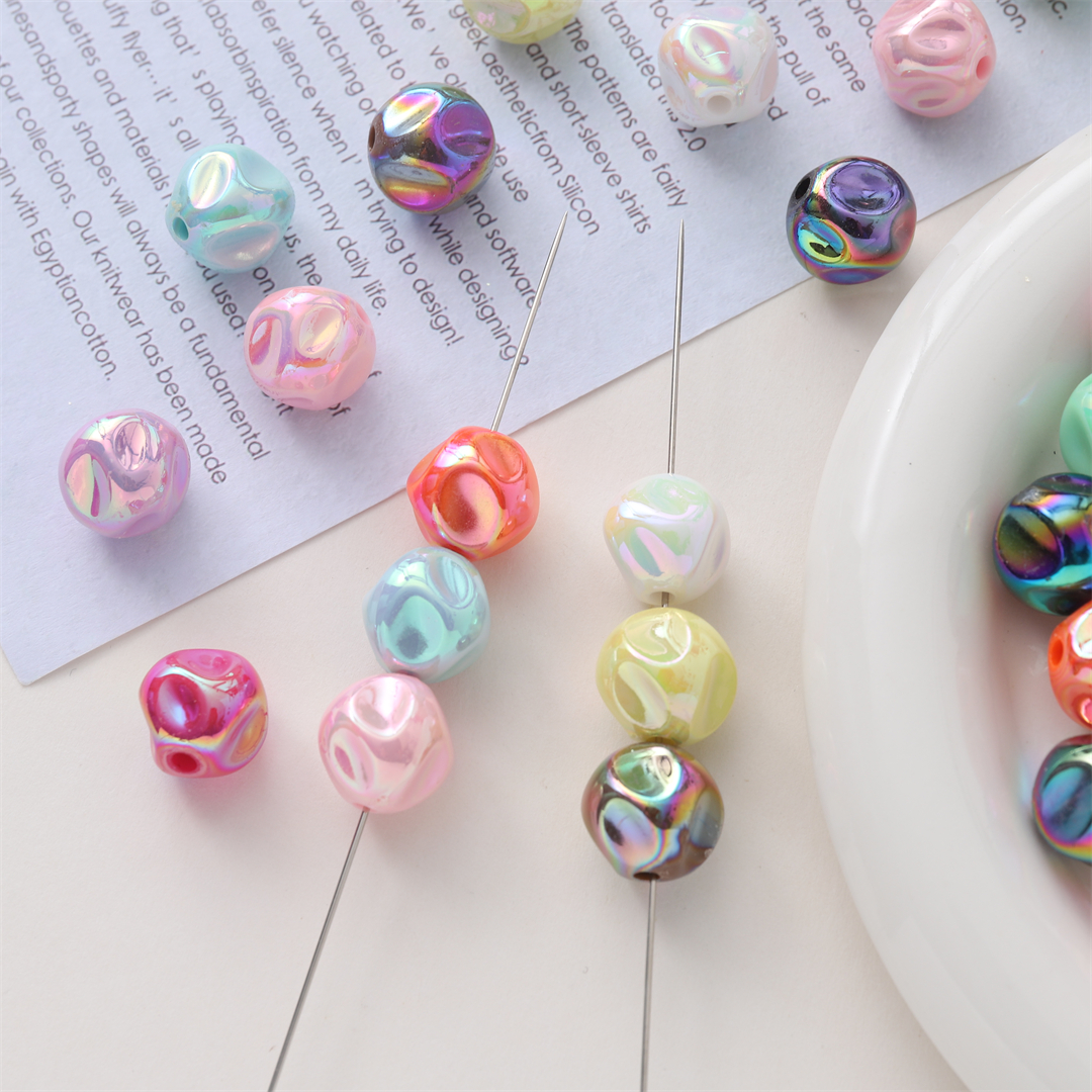 Acrylic through-hole AB electroplated FIG beads, loose beads, diy phone case, chain, necklace, bracelet material accessories Specification image