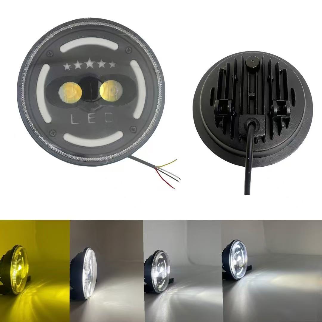 New type of automotive LED work light with light source lens spotlight, engineering car roof light, flashing angel eye spotlight Specification drawing