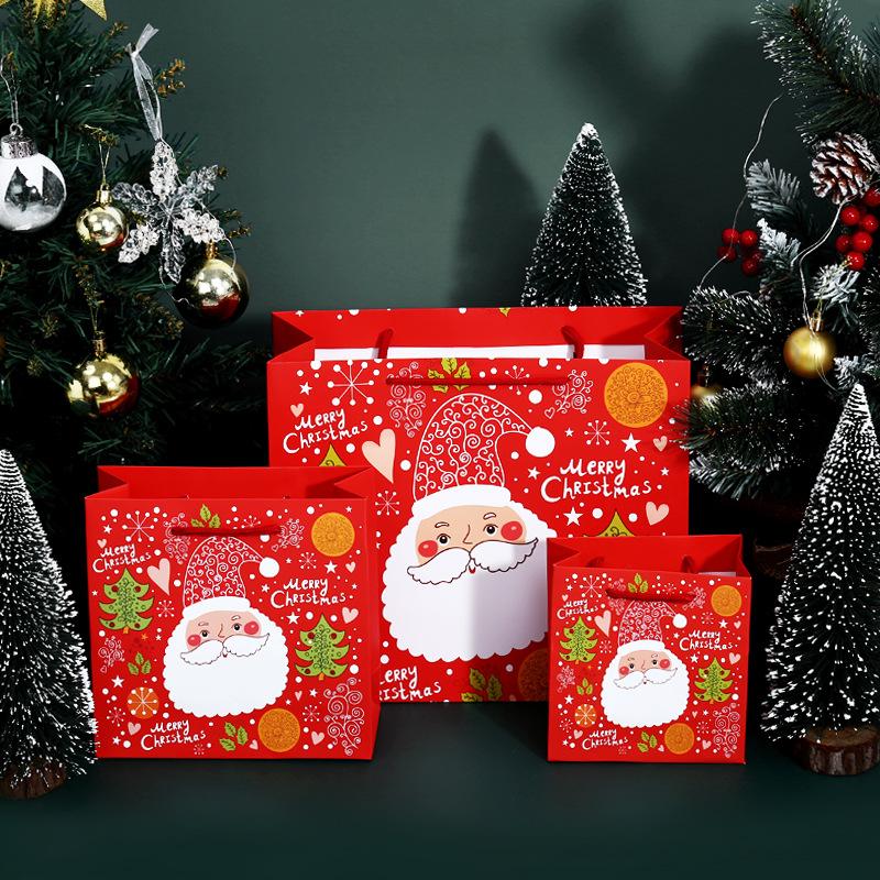 christmas gift bag handbag christmas eve apple packaging bag christmas gift bag red christmas paper bag in stock Application Scenario