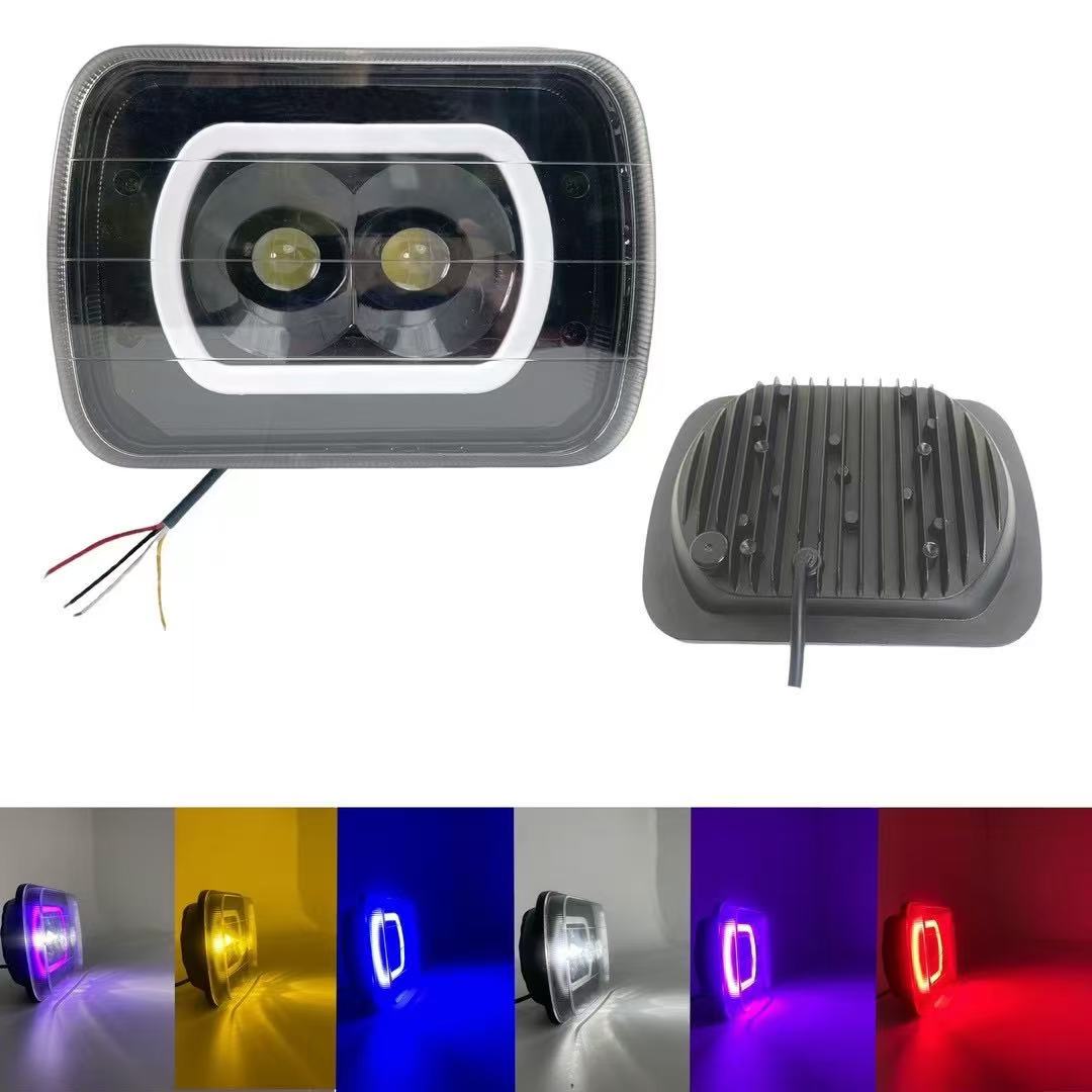 New type of automotive LED work light with light source lens spotlight, engineering car roof light, flashing angel eye spotlight full figure