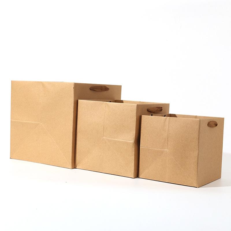 flower shop kraft paper bag baking square wide bottom bag advertising shopping gift handbag factory direct supply Specification drawing