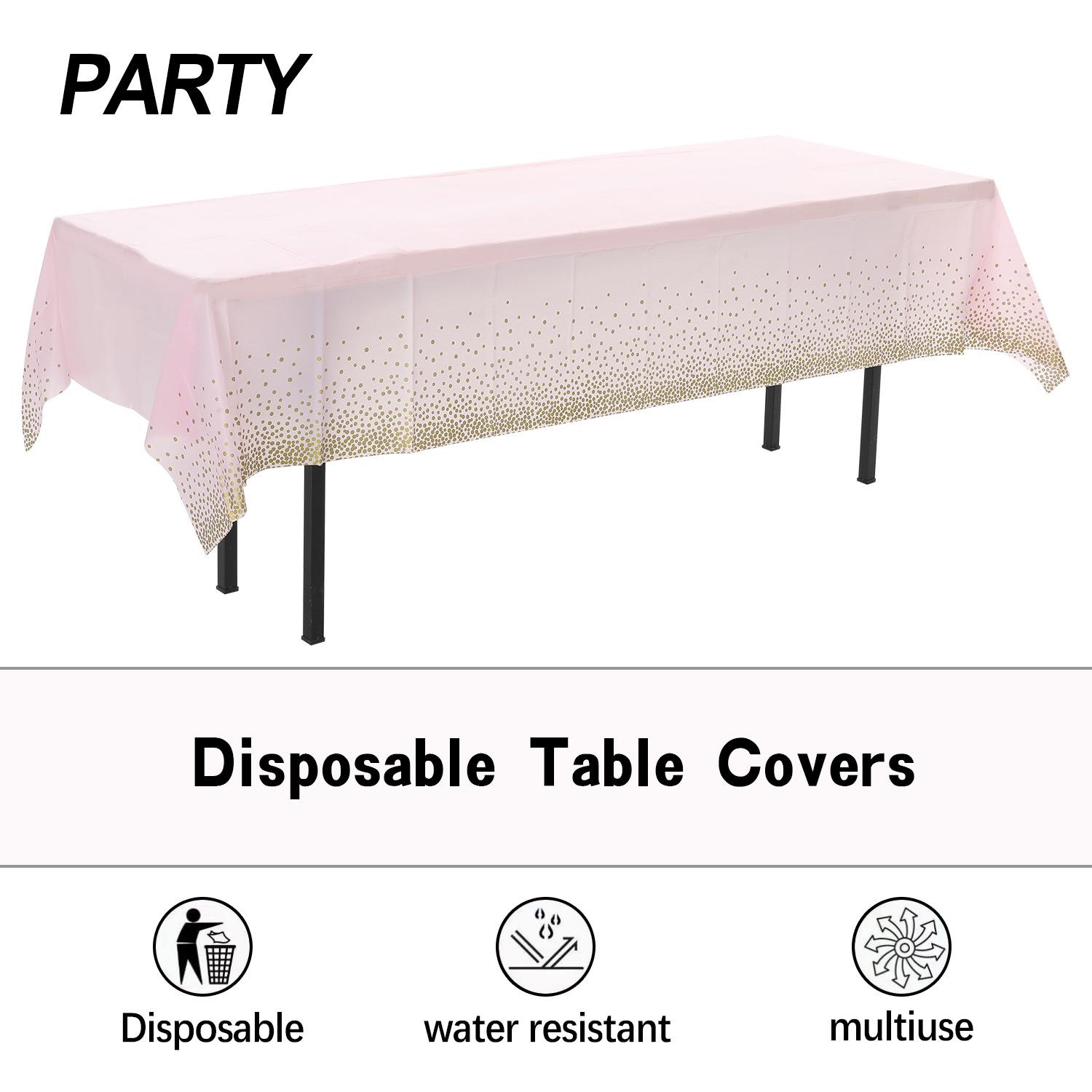 disposable tablecloth printed gold dot color thickened plastic party tablecloth layout decoration amazon hot sale details Picture