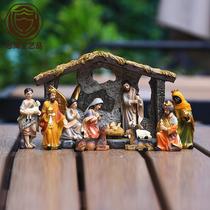 cross-border suppliers christmas manger group scene decoration gift box holiday christmas gift resin crafts