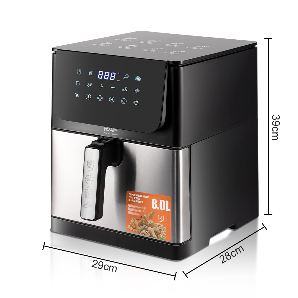 RAF European standard air fryer, multi-functional intelligent touch screen oil-free smokeless electric fryer, 8L large capacity, top and bottom heating Specification image