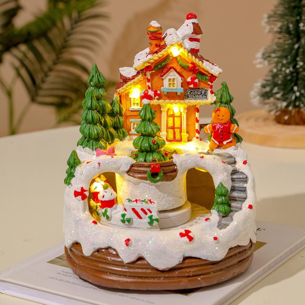 christmas creative furnishings ornaments glowing music biscuit house snow house christmas gift resin crafts