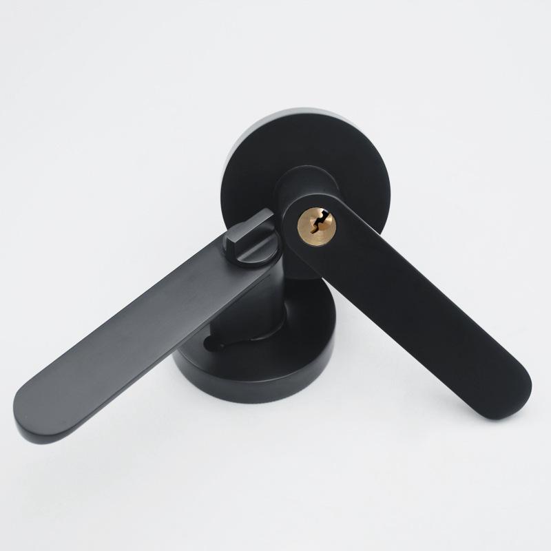 american three-pole lock cross-border foreign trade supply indoor wooden door bathroom lock simple black spherical channel handle lock Specification drawing