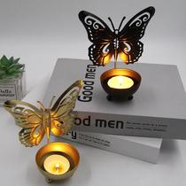 cross-border creative wrought iron candlestick metal butterfly candle holder home decorative crafts decoration candlestick