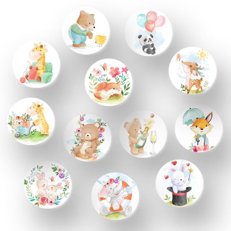 factory direct sales watercolor hand-painted animal creative crystal glass fridge magnet whiteboard magnet