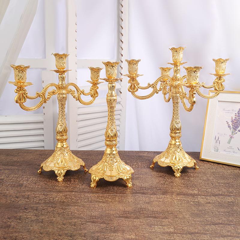 Nordic Style Retro Metal Candle Holder Light Luxury Relief Candle Ware Decoration Hotel Restaurant Exquisite decorations