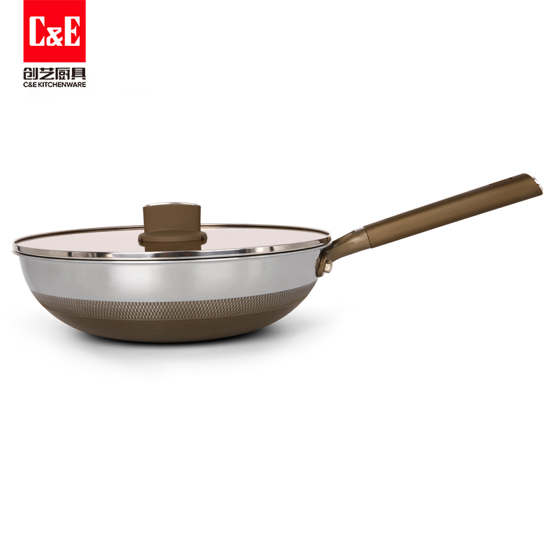 C&E Creative stir-frying pan, non-stick pan for frying, stewing, boiling and stewing, steak, flat frying pan, soup pot, kitchenware, household gifts details Picture
