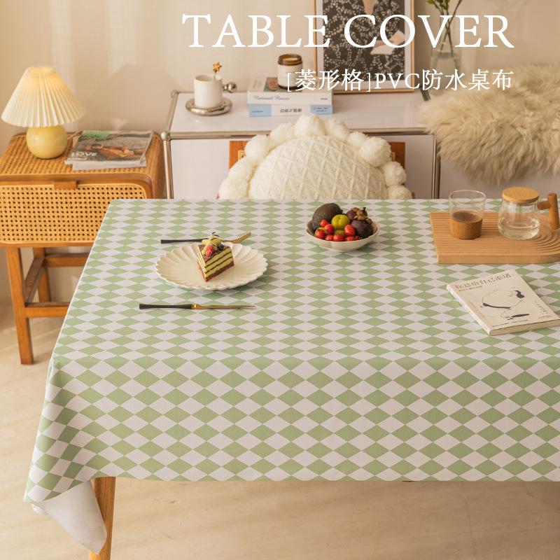 manufacturer internet celebrity pvc tablecloth waterproof and oil-proof disposable coffee table table cloth rectangular light luxury rhombus tablecloth wholesale full figure