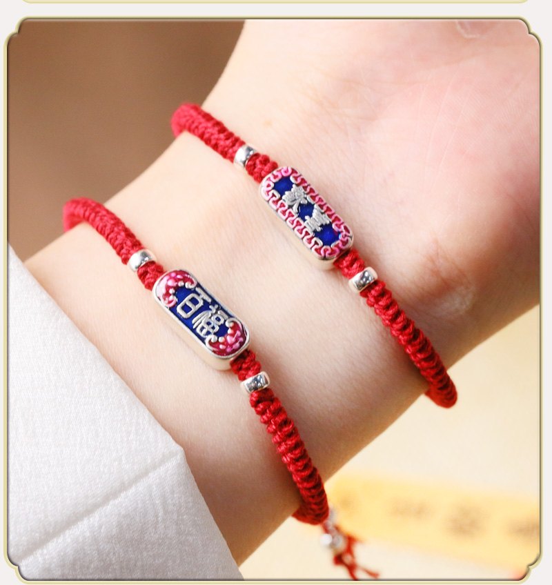 新款s925银镀金葫芦手链女手工编织本命年手绳21