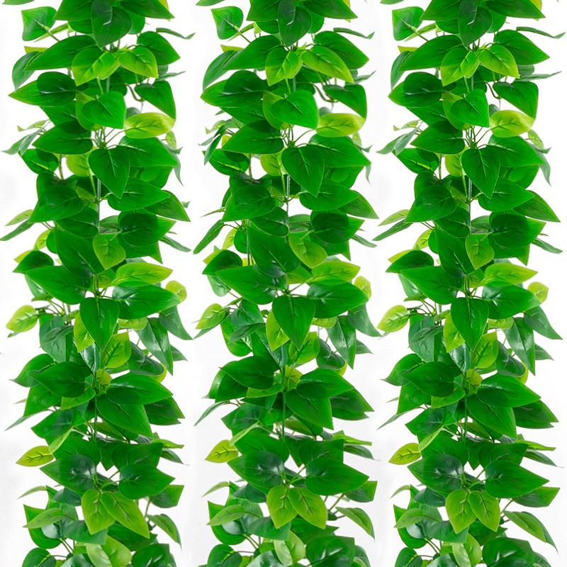 Artificial Flower And Artificial Plant Artificial Green Leaf Decorative Rattan Artificial Flower Green Plant Ceiling Flower Vine Plastic Artificial Tree Leaf Pillar Ugly Pipe Covering
