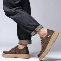 casual leather shoes men's autumn 2024 new british leather shoes men's leather non-slip wear-resistant breathable platform leather shoes