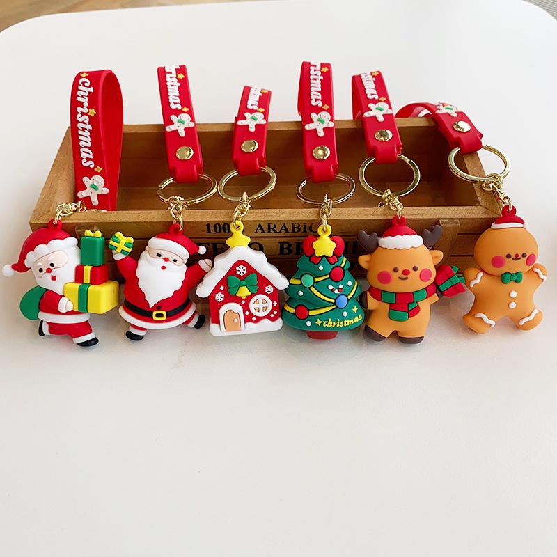 圣诞钥匙扣挂件，圣诞老人雪人麋鹿卡通钥匙扣，包包汽车挂件，适用于圣诞节送朋友送家人