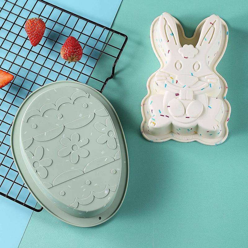 New Easter Dinosaur Egg Rabbit Baking Cake Plate Mold High Temperature Resistant DIY Tool Silicone Cake Mold Item Picture