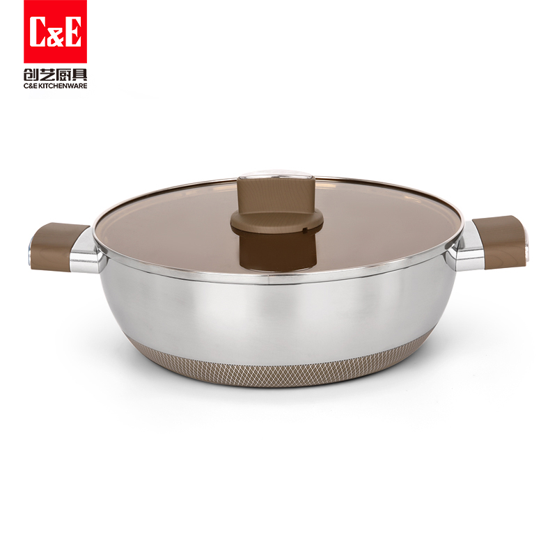 C&E Creative stir-frying pan, non-stick pan for frying, stewing, boiling and stewing, steak, flat frying pan, soup pot, kitchenware, household gifts Item Picture