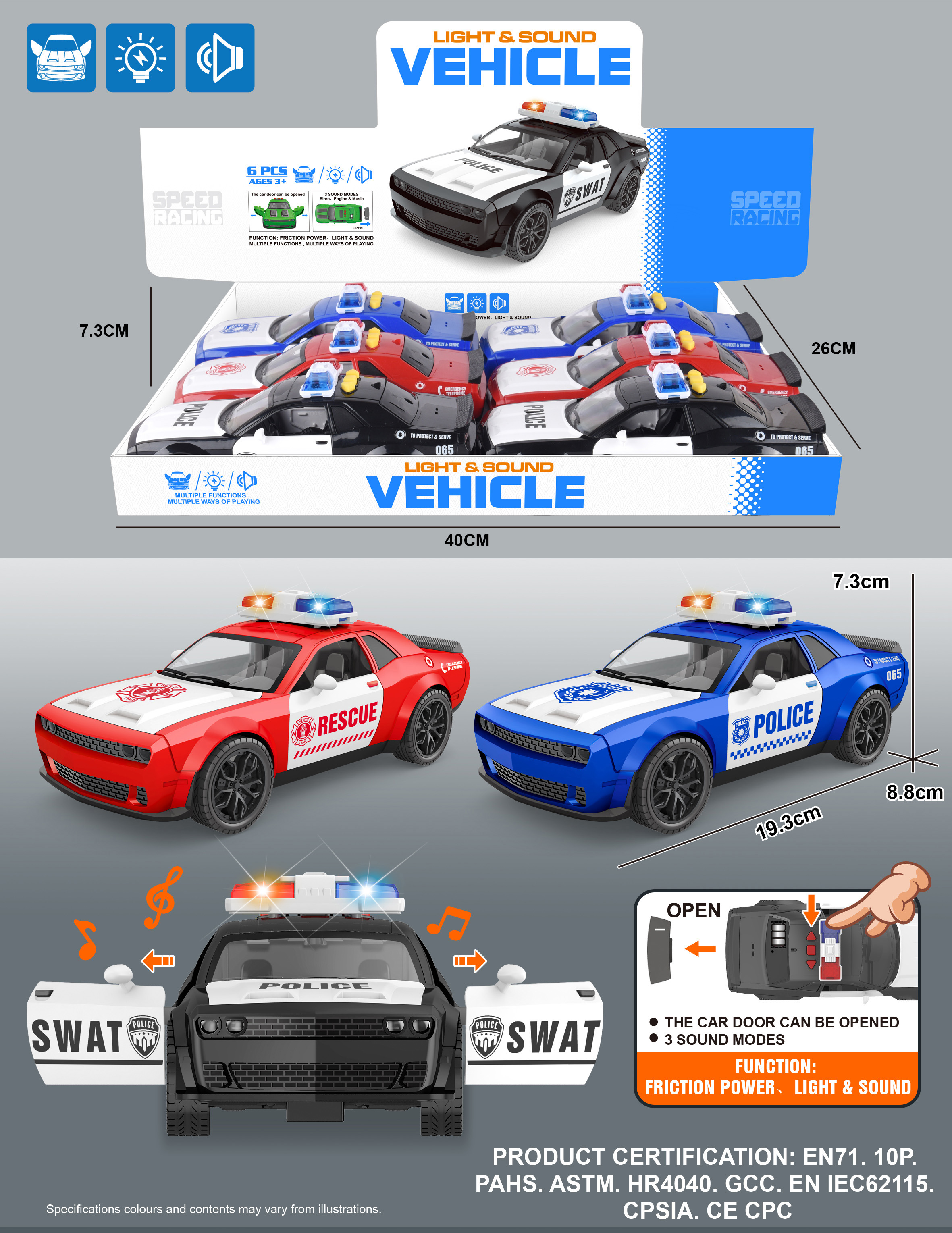 惯性赛车警车惯性警察巴士惯性城市巴士/灯光/音乐3按键/可开车门仿真车玩具启蒙玩具益智玩具圣诞节生日礼物详情图2