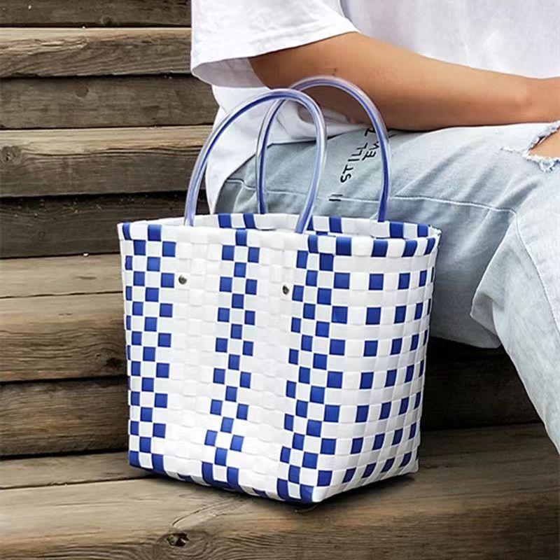 Wholesale Fashion Beach Bag Woven Vegetable Basket Colorful Vegetable Basket Hand-Woven Vegetable Basket Storage Basket