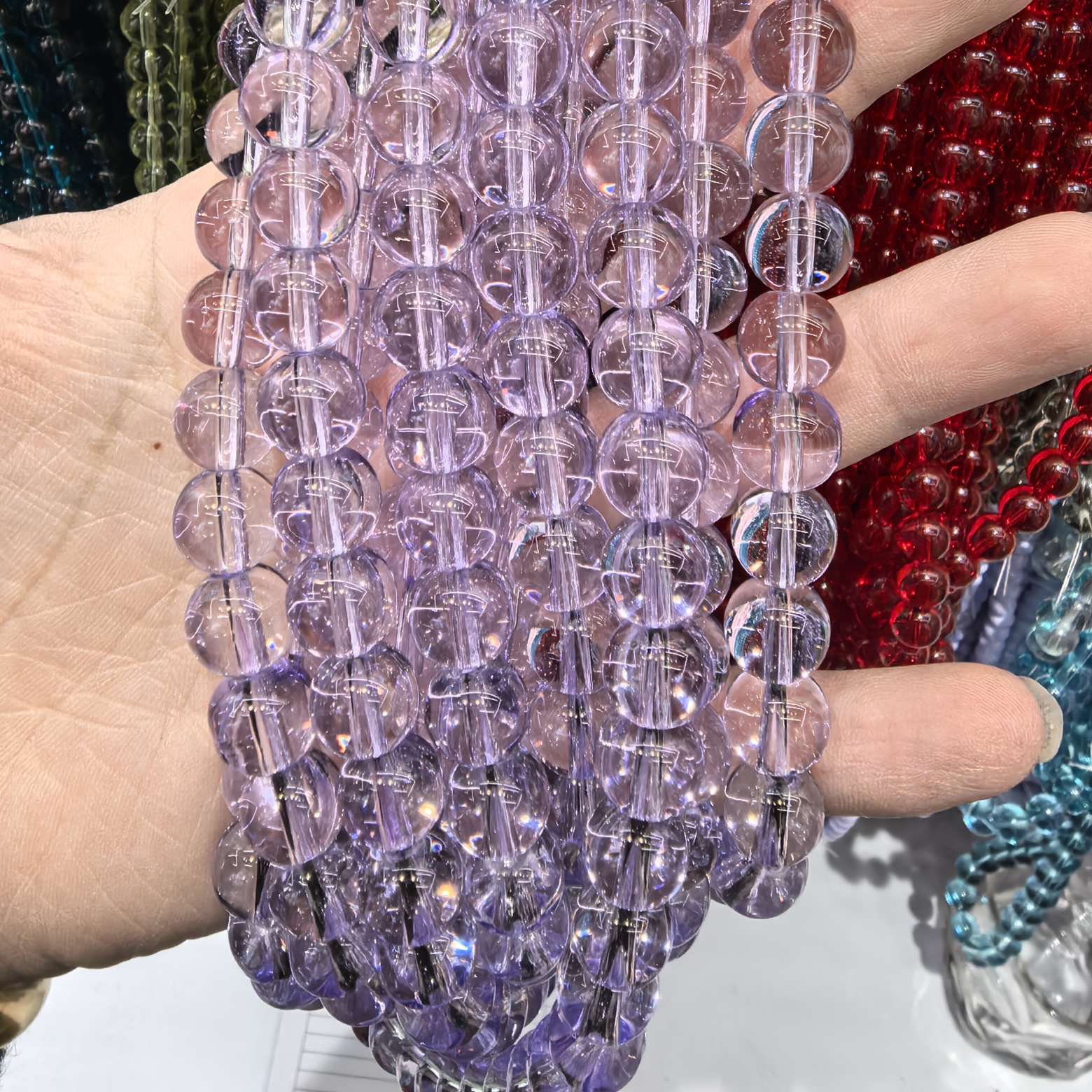 Factory direct supply of 10mm transparent glass round beads, ice-transparent glass loose beads, DIY handcrafted bracelet and necklace material glass beads detail image 3