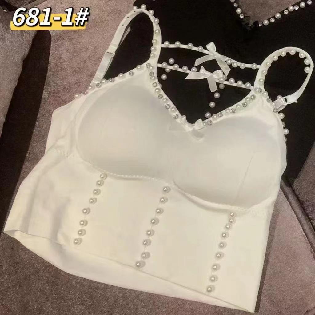 sexy inspirational bowknot beaded camisole women's underwear padded base shirt pure desire slim top