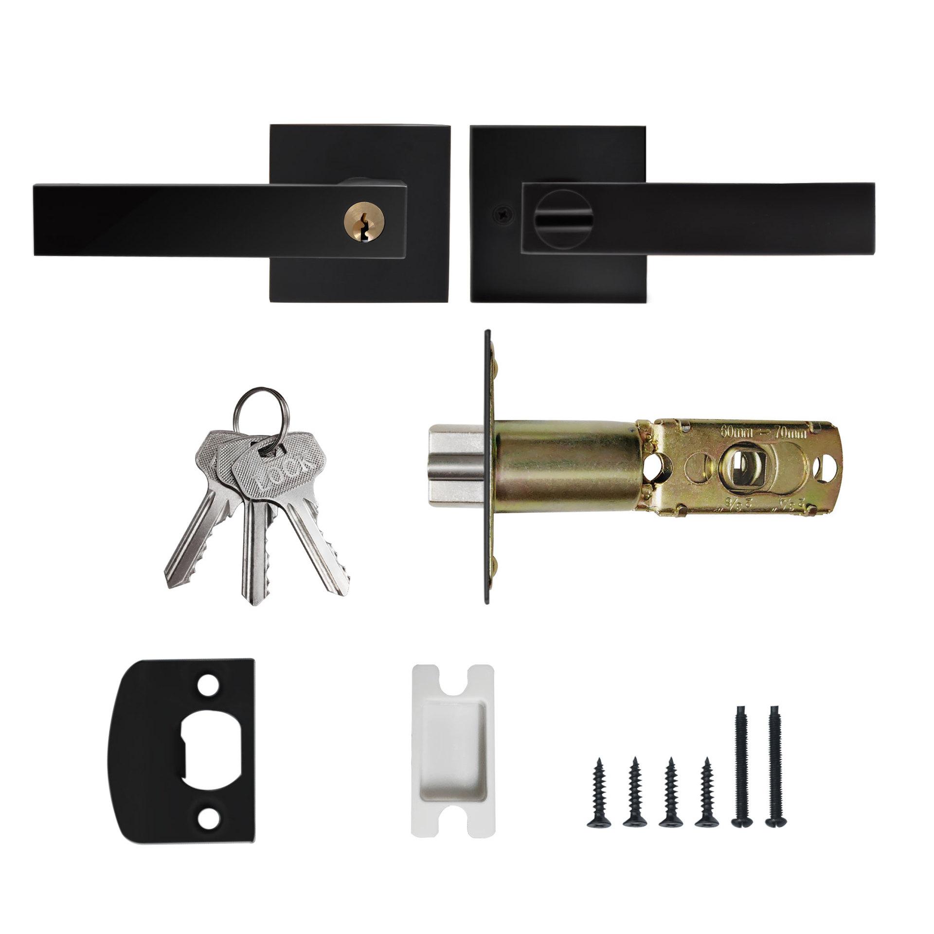american three-pole lock cross-border foreign trade supply indoor wooden door bathroom lock simple black spherical channel handle lock full figure