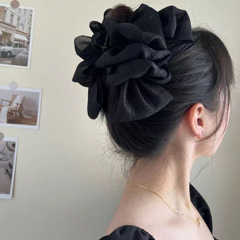 bow claw clip barrettes princess high sense large hair claw updo shark clip back head cloth hair accessories headdress