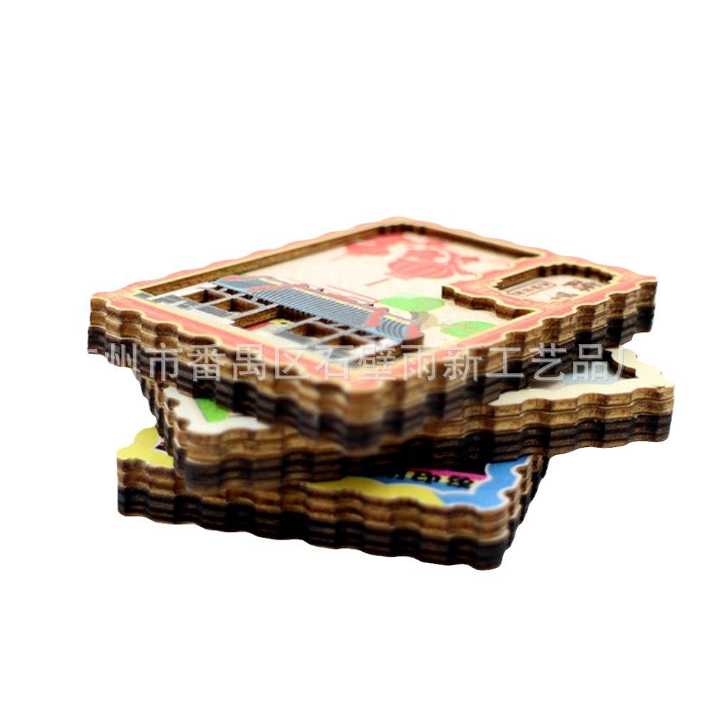 factory customized magnetic refridgerator magnets hollow wooden fridge magnet refridgerator magnets scenic spot gifts refridgerator magnets commemorative stickers customized Item Picture