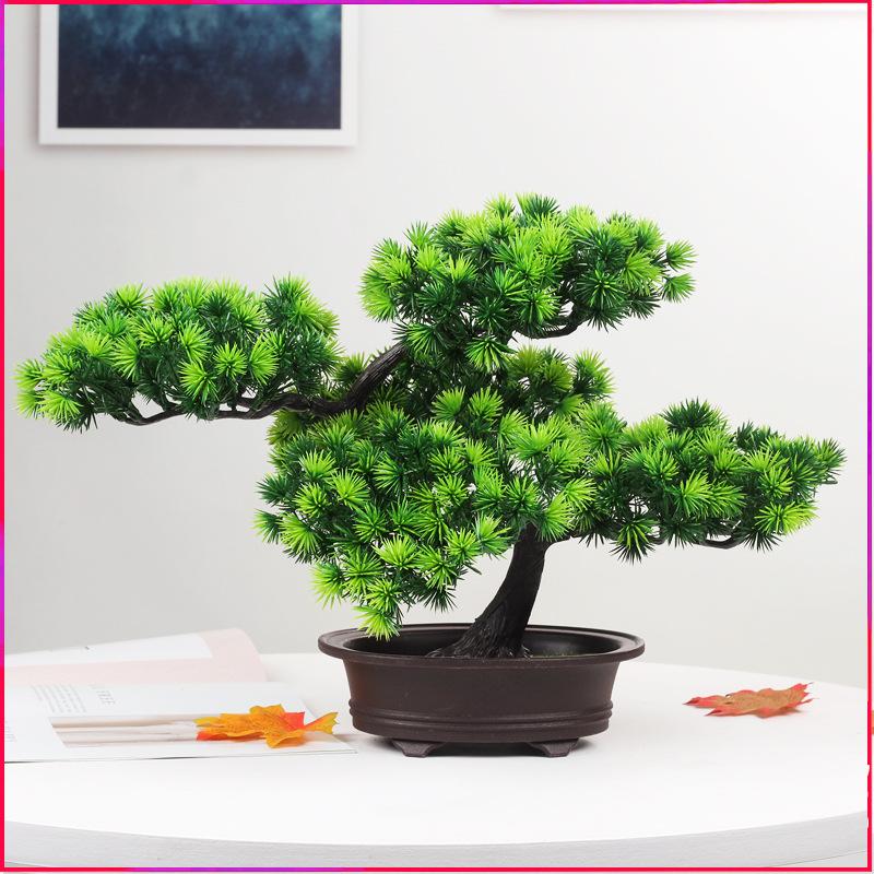 artificial artificial flower pot decoration artificial tree big welcome pine plastic bonsai artificial pine indoor green plant decoration