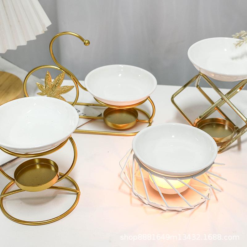 cross-border in stock candle holder wrought iron candlestick essential oil lamp furnace household aroma lamp lamp furnace aroma diffuser aroma burner desktop decoration