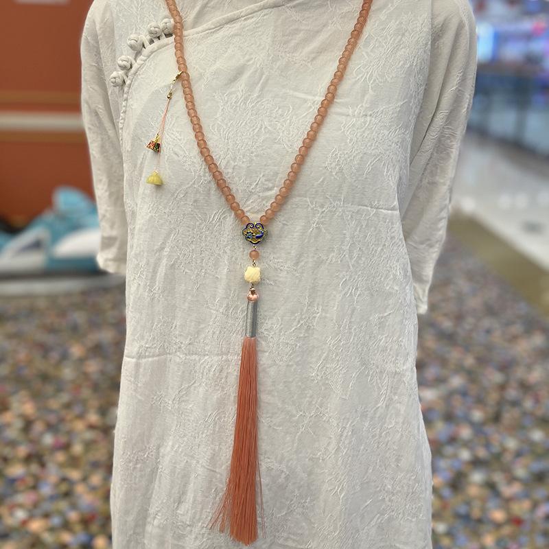 long suffix tassel two-purpose crossbody necklace ming han chinese clothing accessories ancient style safe longevity lock collar full figure
